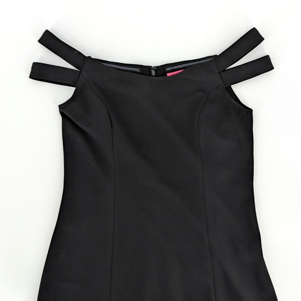 Betsey Johnson Off-The-Shoulder Bodycon Midi Sheath Black Cocktail Dress Size 6
